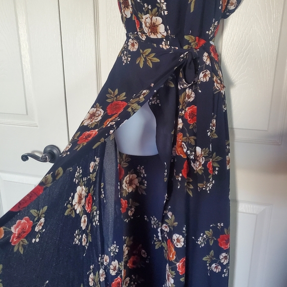 L'Atiste by Amy Floral Sleeveless Maxi Dress Wrap Front Tie Size Small - Picture 8 of 16